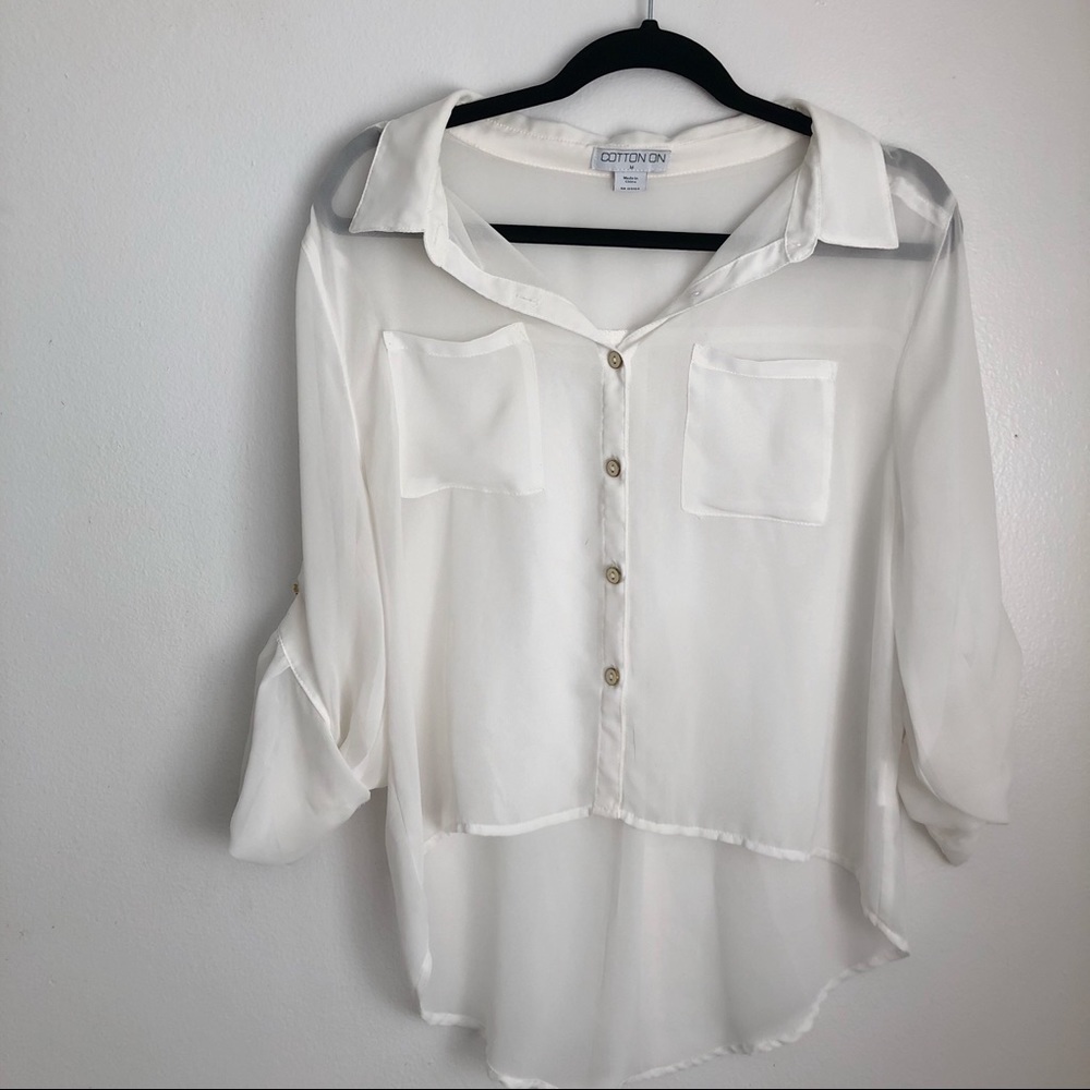 Cotton On Sheer Button Up Blouse